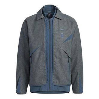 adidas WUJI Sports Casual Stitching Windproof Jackets Grey Teal HY5846