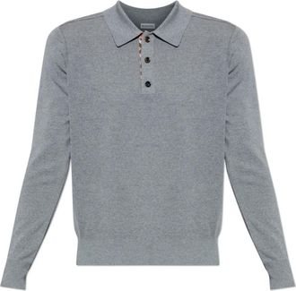 Burberry Marcus Poloshirt - Heren - V-hals truien - Grijs - M - Wol - Truien & Vesten