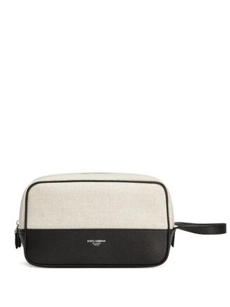 Dolce & Gabbana canvas clutch bag - men - Cotton/Linen/Flax/Cotton/CALFSKIN/CALFSKIN - One Size - Neutrals