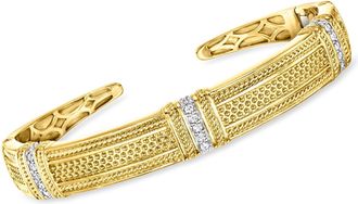 Ross-Simons Diamond Cuff Bracelet in 18kt Gold Over Sterling