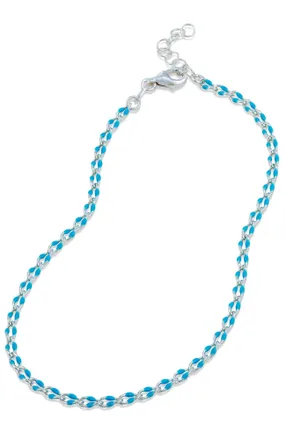 Savvy Cie Jewels STERLING SILVER TURQUOISE RESIN ENAMEL ANKLET