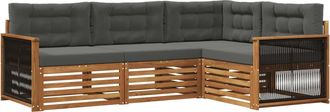 vidaXL Conjunto De Sof&aacute;s De Exterior 4 Uds. Natural Y Antracita Vidaxl