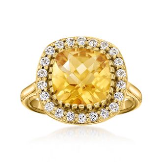 Ross-Simons Citrine and. White Topaz Ring in 18kt Gold Over Sterling