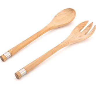 B&eacute;rard France Olive Wood Handcrafted 2 Piece Salad Server Set in Brown at Nordstrom