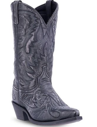 Laredo Mens Garrett Snip Toe Smooth Rubber Sole Cowboy Boot In Charcoal