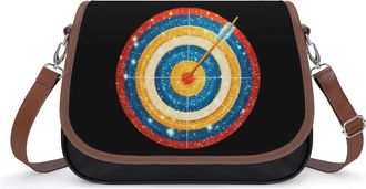 Generic Bullseyes Target Bulls Eye Glitter Crossbody Bag Womens Handbag PU Message Bags Shoulder Purse with Adjustable Strap