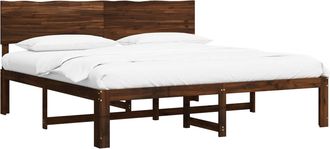 vidaXL Cama Doble Con Cabecero Rostock Marr&oacute;n Oscuro 180 X 200 Cm Vidaxl
