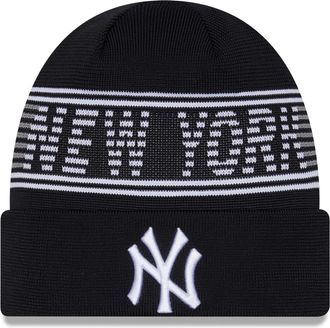 New Era Unisex-Adult MLB Authentic Collection Primary Logo Wordmark Cuffed Beanie Cold Weather Knit Hat, New York Yankees - Navy, One size