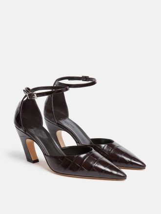 Le Monde Beryl Womens Victoria Croc Embossed Pump In Brown