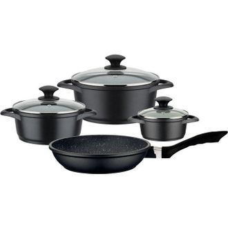GSW Bater&iacute;a De Cocina - Todos Los Fuegos Incluyendo Inducci&oacute;n - Gsw - Gourmet Granit - Fundici&oacute;n De Aluminio Macizo - 7 Piezas - Sin Pfas - Negro