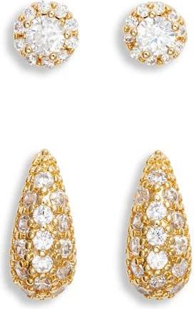 Nordstrom Demi Fine Set of 2 Stud Earrings in 14K Gold Plated at Nordstrom Rack