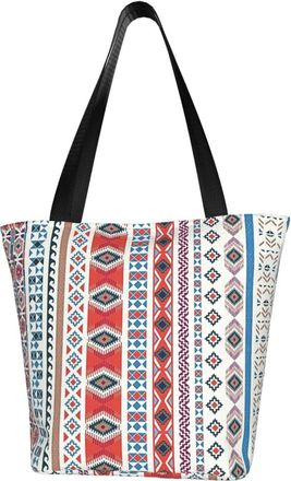 AOOEDM Tote Bag Geometric Ethnic Motifs Native American Shopping Bags Small Reusable Market Bag Beach Tote Bags Travel Totes