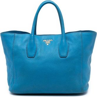 Prada 2000-2025 Vitello Daino Open Convertible Tote satchel - women - Calf Leather - One Size - Blue
