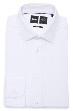 BOSS Hank Kent Slim Fit Performance Stretch Dress Shirt in White at Nordstrom Rack, Size 14.5R