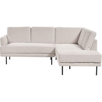 Beliani Beliani - Modern Upholstered Left Hand Corner Sofa Couch 4-Seater Metal Legs Woven Fabric Light Beige Cushioned Back Breda