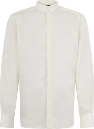 Tom Ford Perforated Dot Silk Twill Slim Fit Avondhemd - Heren - Casual Overhemden - Wit - XL - Overhemden