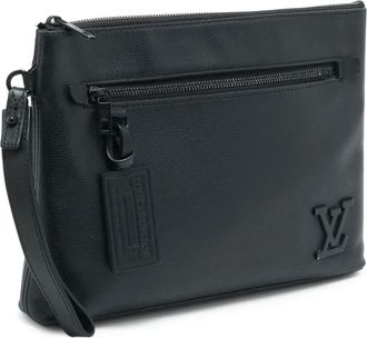 Louis Vuitton Takeoff leren buidel met rits - Zwart