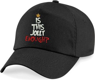 Generic Embroidered is This Jolly Enough Christmas Original 5-Panel Baseball Cap, Funny Santa Hat Xmas Gift Unisex Hat (Black)