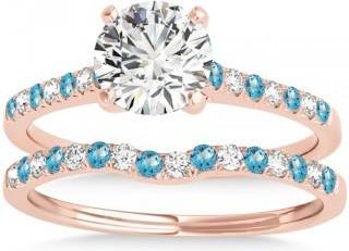 Allurez Diamond & Blue Topaz Single Row Bridal Set 18k Rose Gold (0.22ct)