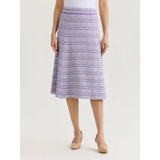 Misook Flared Plaid Tweed Knit Midi Skirt in Biscotti/powder Blue/purple at Nordstrom, Size Xx-Large
