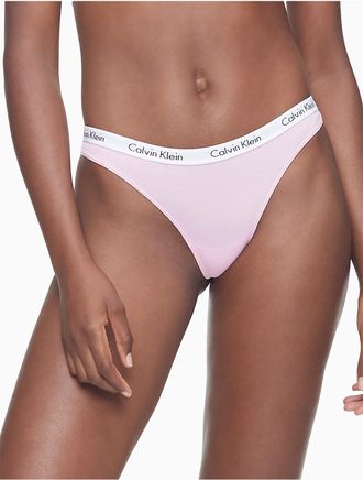 Calvin Klein Womens Carousel Logo Cotton Thong - Pink - XS