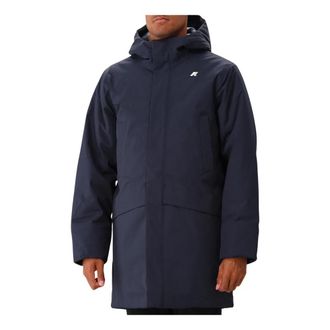 K-Way Blauwe Jarno Twill Marmotta Parka - Heren - Parka Jassen - Blauw - S - Polyester - Jassen