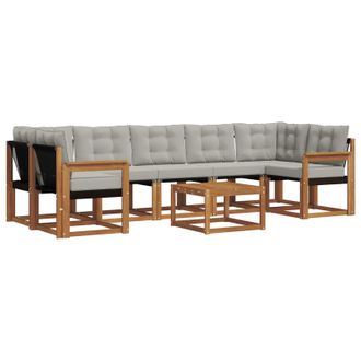 vidaXL Set Di Divani Da Esterno 8 Pz Grigio Naturale E Chiaro Vidaxl