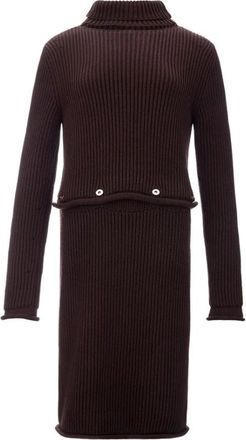 Bottega Veneta Elegante Viscose Jurk - Dames - Kleedjes - Bruin - S - Kleedjes