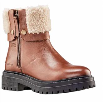 Cougar Womens Leather Waterproof Winter Boots In Cognac