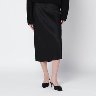 Anine Bing Black silk Bar midi skirt