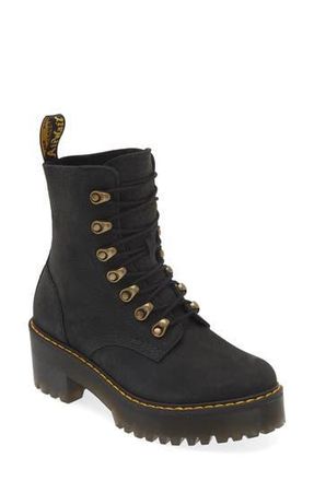 Dr. Martens Leona Combat Boot in Black at Nordstrom Rack, Size 9Us/ 7Uk