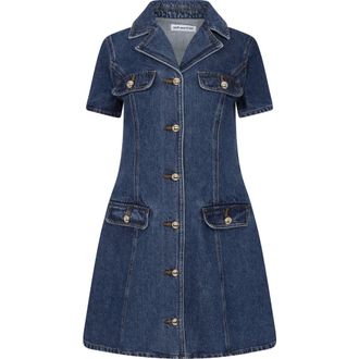 Self Portrait Short Dresses, female, Blue, Size: XS Denim Mini Dress
