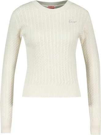 Kenzo Signature Jumper - Dames - Ronde hals truien - Wit - L - Katoen - Truien & Vesten