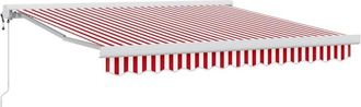 vidaXL Toldo Retr&aacute;ctil Manual Red And White 350 X 250 Cm Tela, Metal Vidaxl