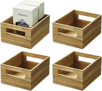 iDesign Acacia Wood Pantry Storage Bin with Handles in Natural 4 Pack at Nordstrom