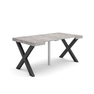 Skraut Home Mesa Consola Extensible, Mesa Comedor Plegable, 160, Para 8 Comensales, Patas Madera Maciza, Estilo Moderno, Gris Cemento - Skraut Home