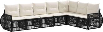 vidaXL Conjunto De Sof&aacute;s De Jard&iacute;n 7 Uds. Negro Y Blanco Crema Vidaxl