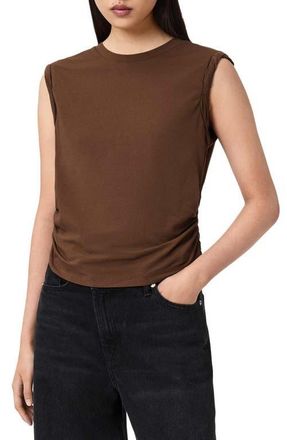 AllSaints West Side Ruched Tank in Cognac Brown at Nordstrom, Size X-Small