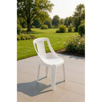 Dmora Silla De Exterior Miniat, Una Silla Apilable Made In Italy, Con Brazos, Blanca