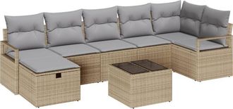 vidaXL Vidaxl - Garden Sofa Set 8 pcs Brown, Cream 55 x 55 x 37 cm Poly Rattan