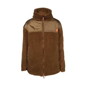 Max Mara Patch Fleece Jas met Print op de Rug - Dames - Jassen - Bruin - 2XS - Katoen - Jassen