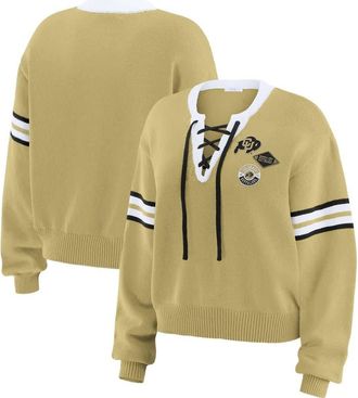 WEAR by Erin Andrews Womens WEAR by Erin Andrews Gold Colorado Buffaloes Lace-Up Pullover Sweater at Nordstrom, Size Xx-Large