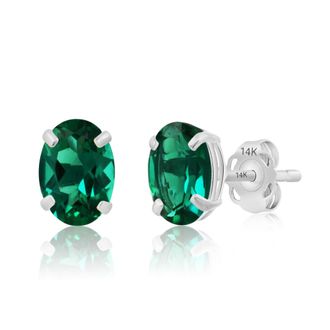 MAX + STONE 14k Yellow or White Gold 7x5mm Oval Stud Earrings with Push Backs