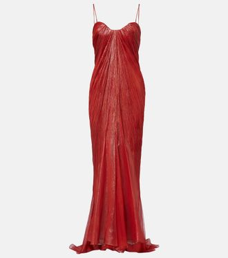 Maria Lucia Hohan Victoria pleated silk muslin bustier gown