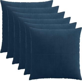vidaXL Funda De Almohada 6 Pcs Almelo Azul Marino 55 X 55 Cm Pana Vidaxl