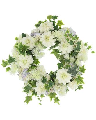 Creative Displays Inc. 24In Spring Wreath With Dahlias, Hydrangeas & Ivy