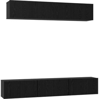 vidaXL Vidaxl - Conjunto De Mueble De Tv 6 Pcs Roble Negro 100 X 30 X 30 Cm