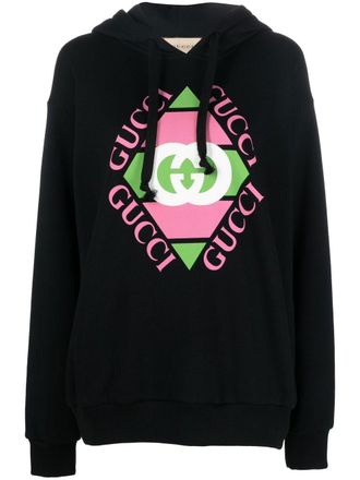 Gucci logo-print drawstring hoodie - Black