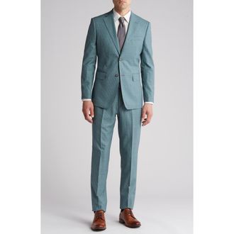 English Laundry Grid Trim Fit Wool Blend Two-Piece Suit in Green at Nordstrom Rack, Size 36Regular