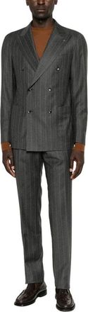 Tagliatore Kostuums, Heren, Grijs, 2Xl, Wol, Double-Breasted Suit
